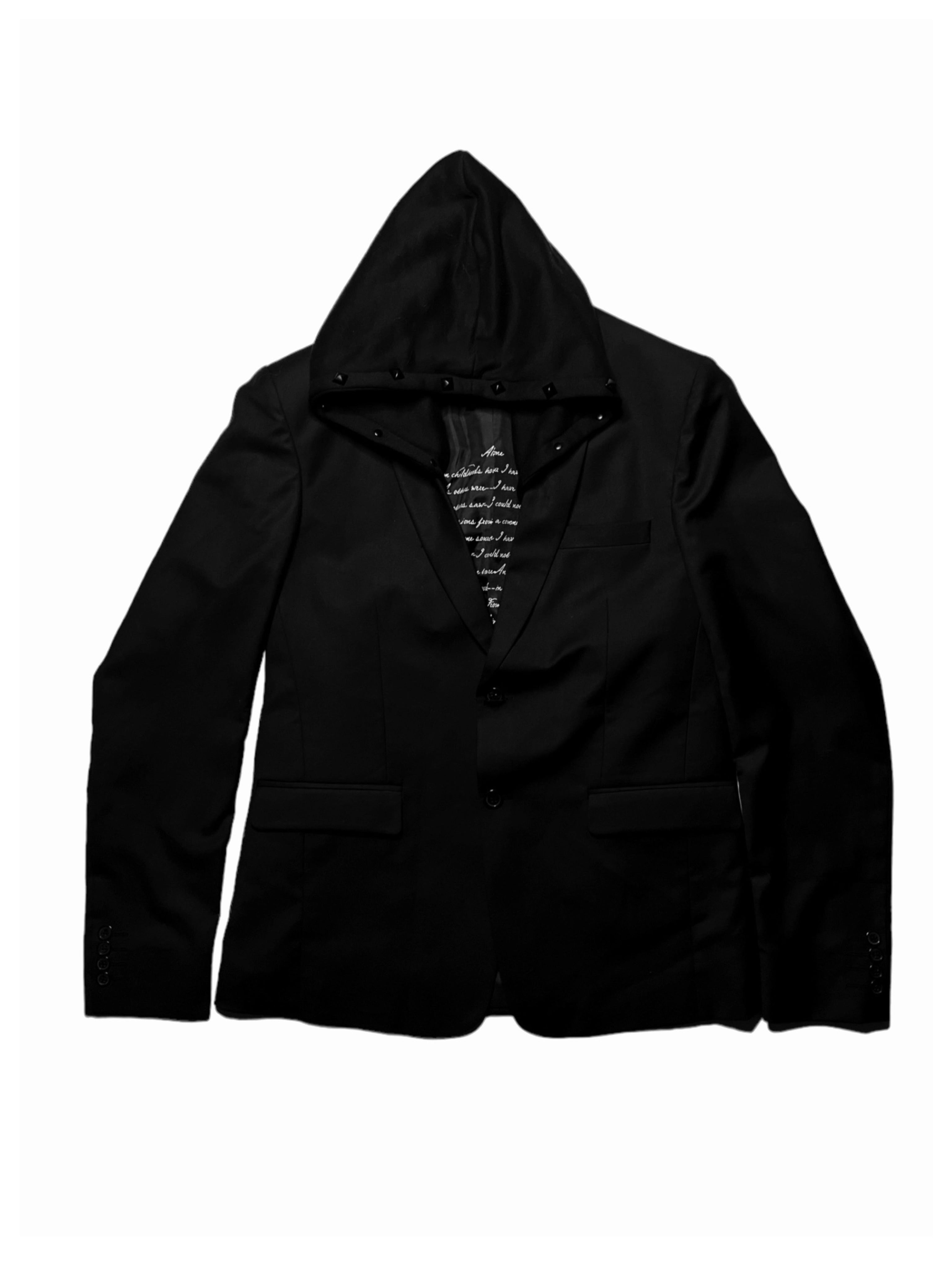 ALONE (POE) HOODED BLAZER - BLACK