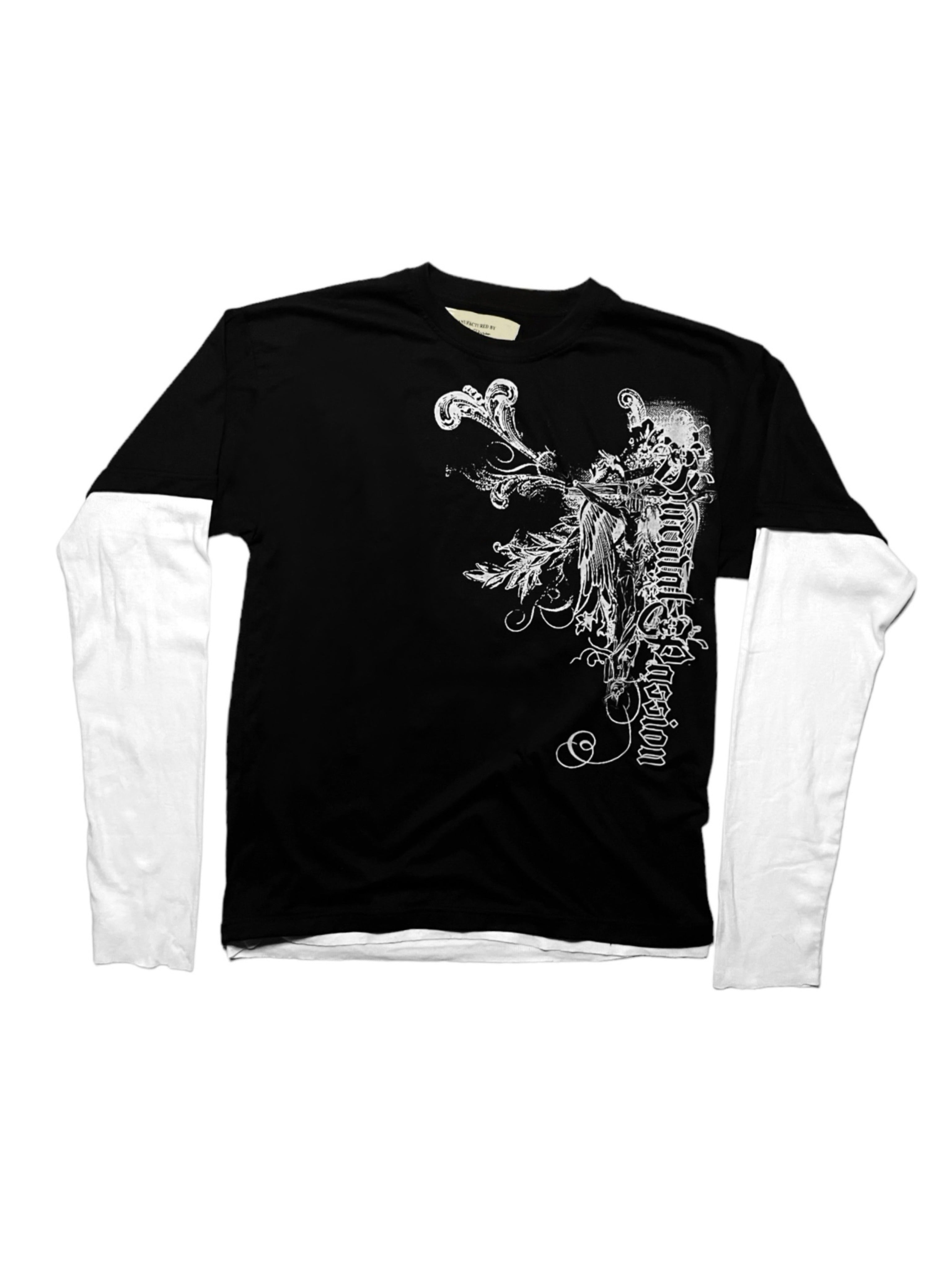 CRUIFIX LAYERED T-SHIRT - BLACK/WHITE