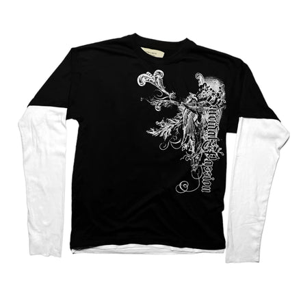 CRUIFIX LAYERED T-SHIRT - BLACK/WHITE